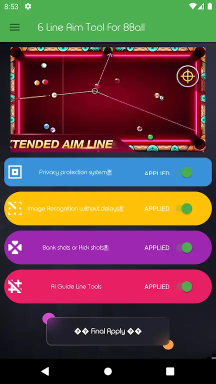 6 Long Line Aim Tool for 8 Ball screenshot 1