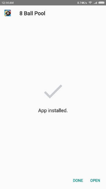 8 Ball Pool Mod Apk installed