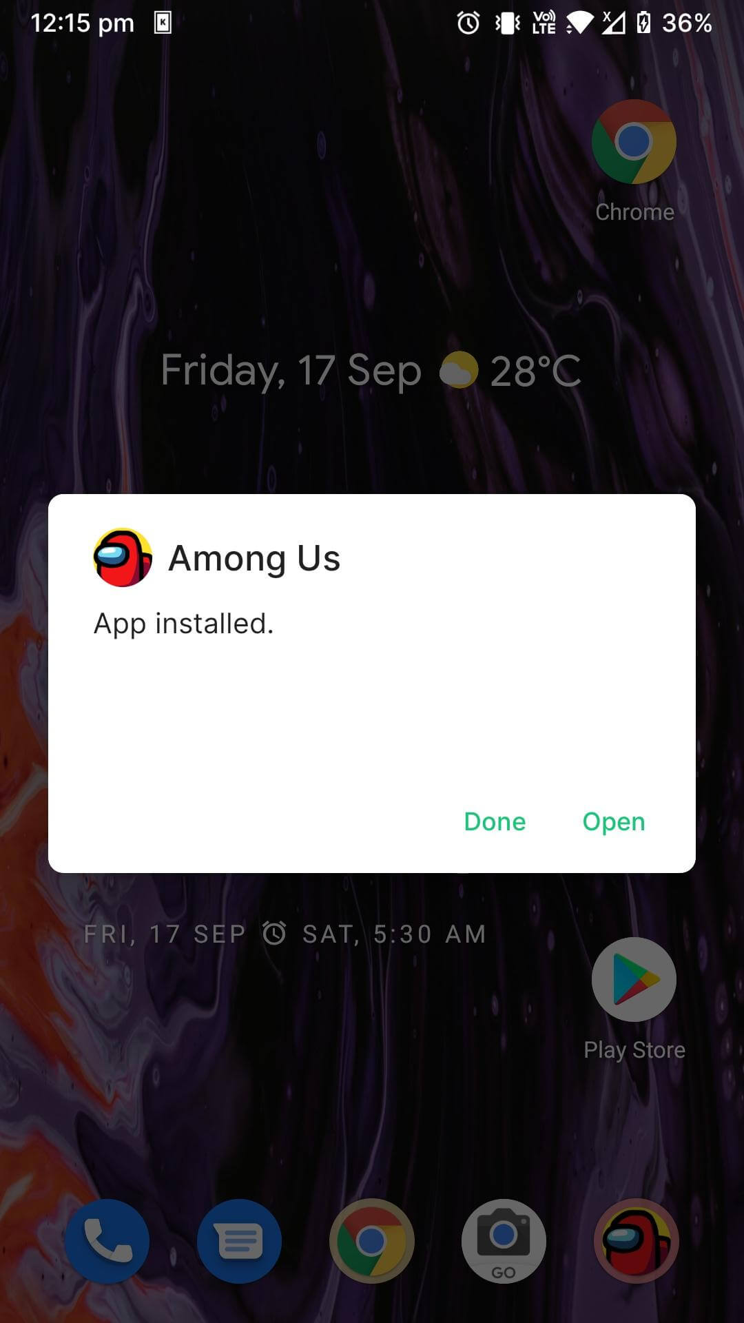 among us mod apk installed