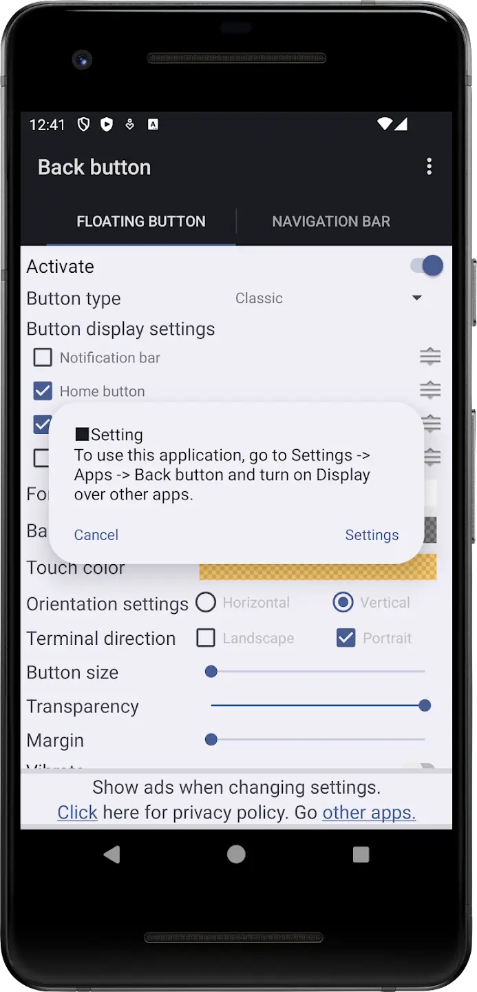 Back Button screenshot 1