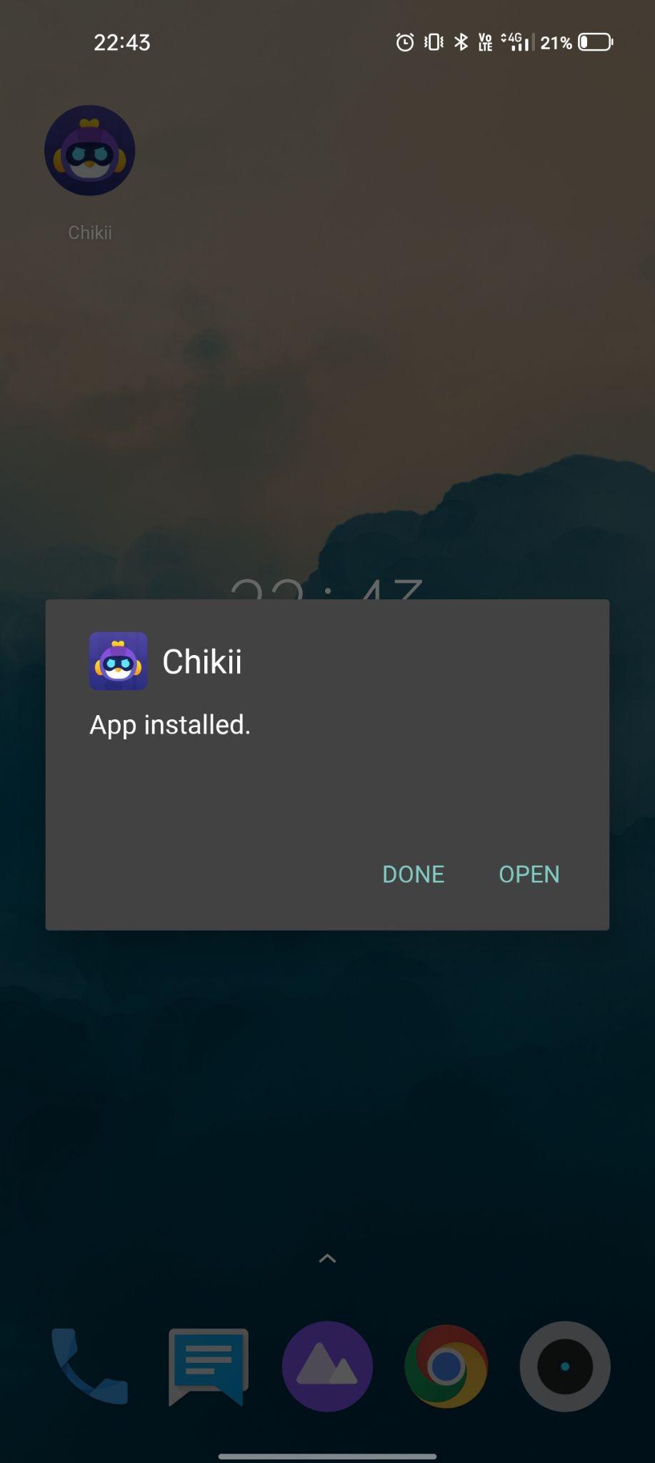 Chikii apk installed