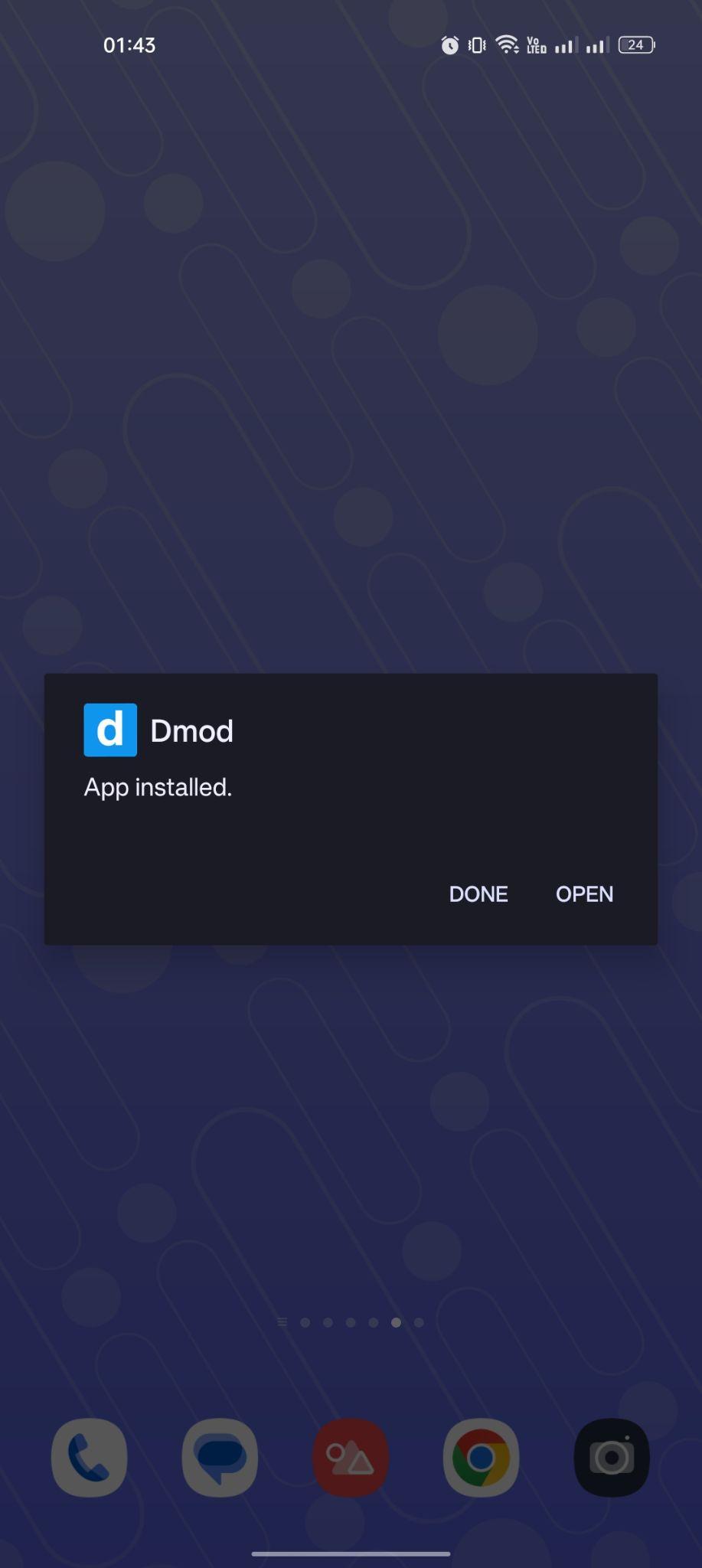 Dmod apk installed