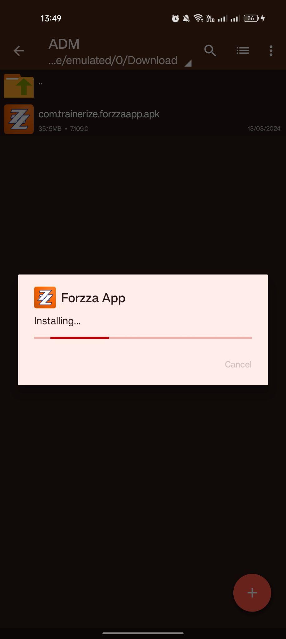 Forzza apk installing