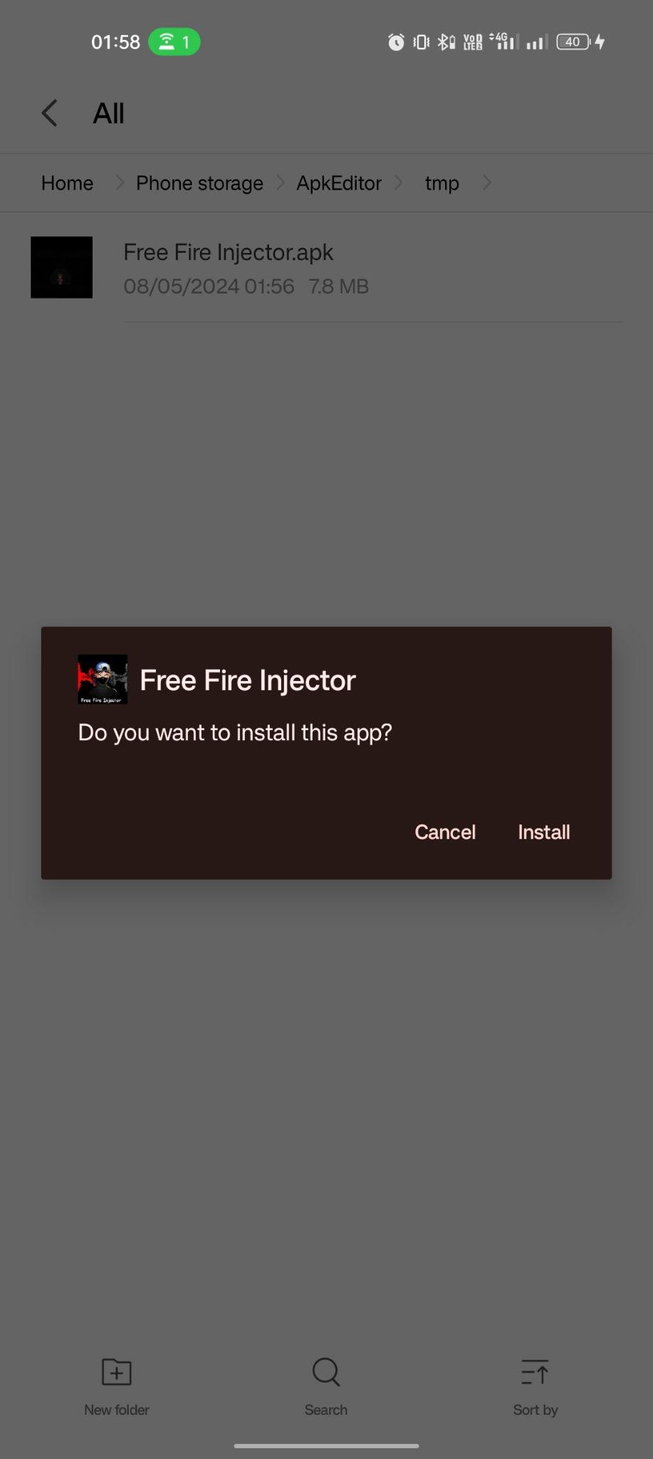 click on install