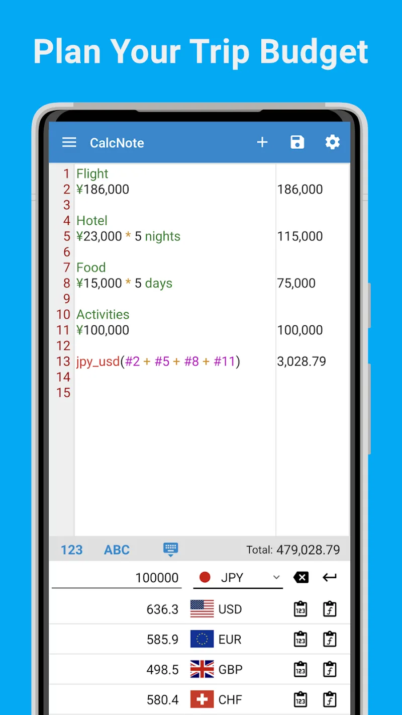CalcNote - Notepad Calculator screenshot 1