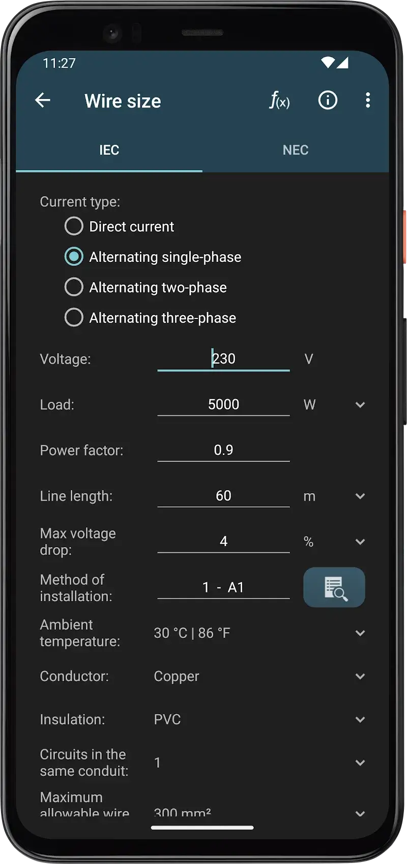 Electrical Calculations screenshot 1