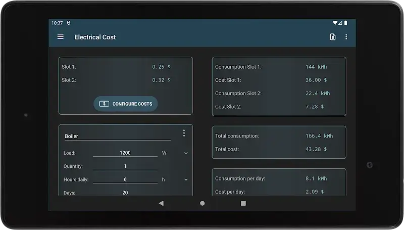 Electrical Cost screenshot 1