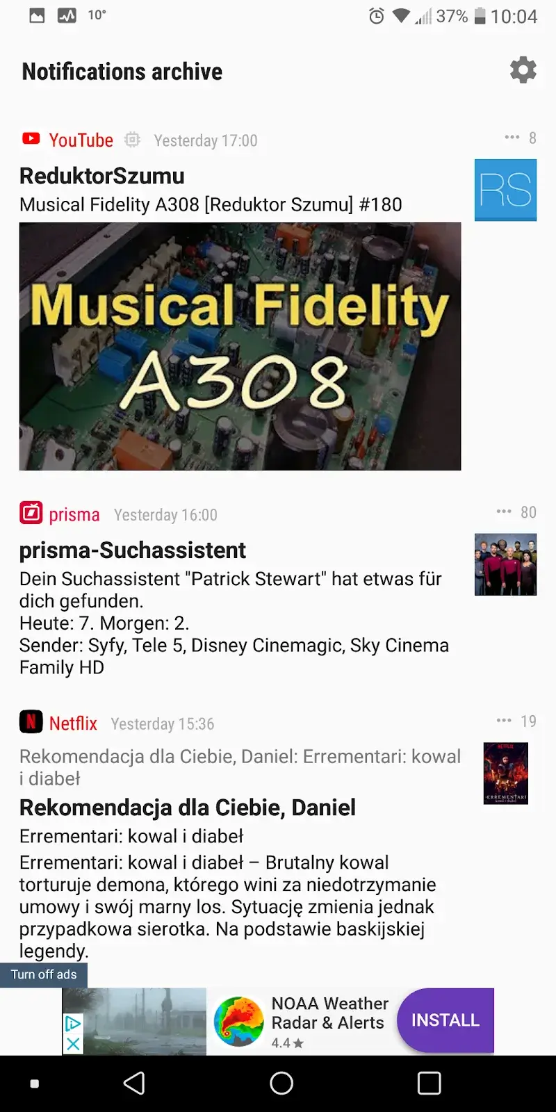 Notifications archive screenshot 1