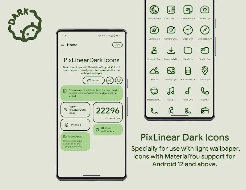 PixLinear Dark Icon Pack (PixLinearDark Icons) screenshot 1