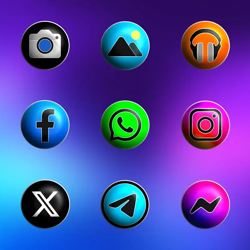 Pixly Fluo 3D - Icon Pack screenshot 1