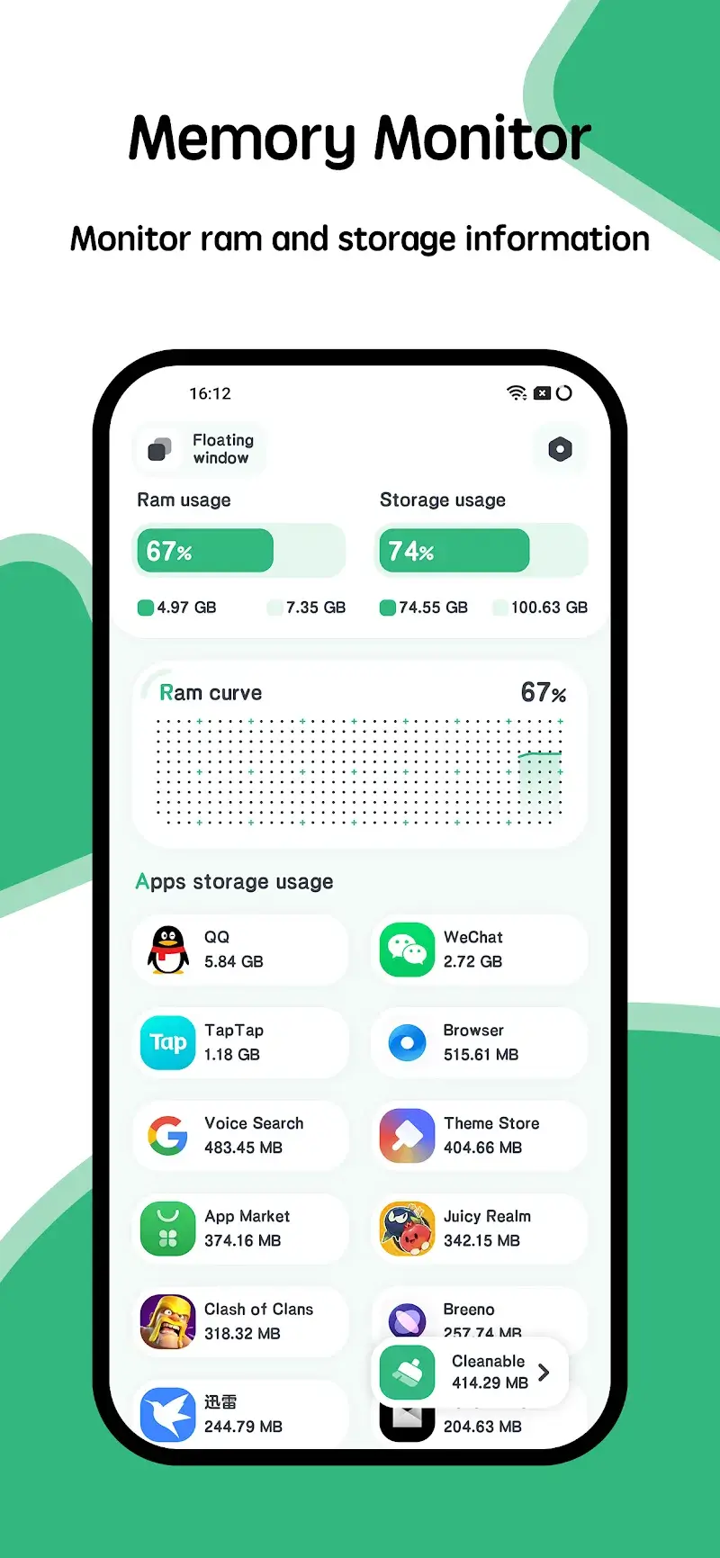 Powerful RAM Monitor Pro (Powerful Cleaner) screenshot 1