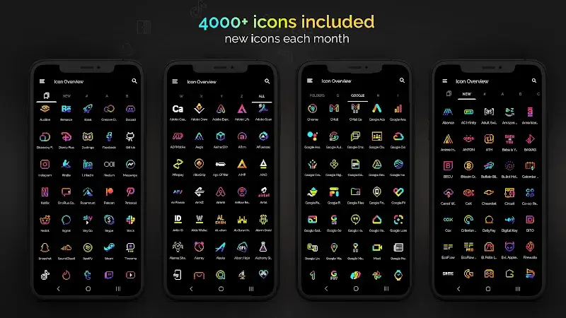 Retro Mode - Icon Pack (Neon) screenshot 1