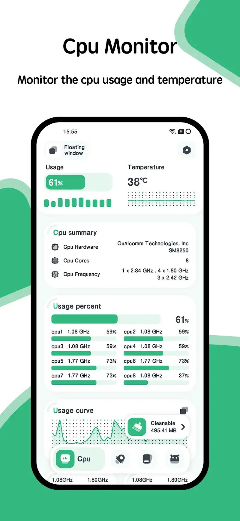 System Monitor Cpu Ram Battery screenshot 1