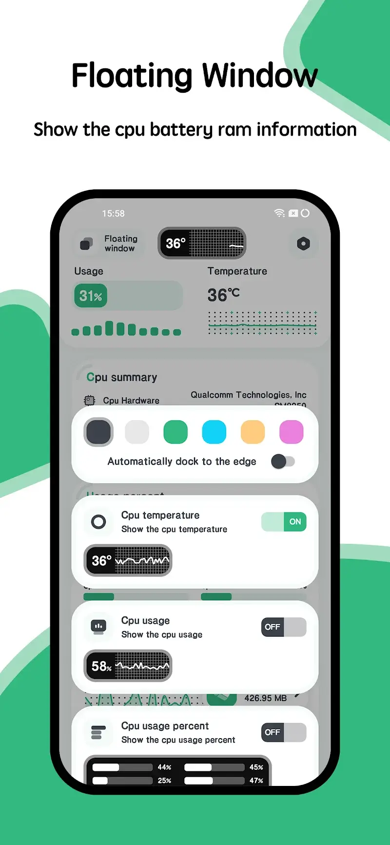 System Monitor Cpu Ram Battery screenshot 1