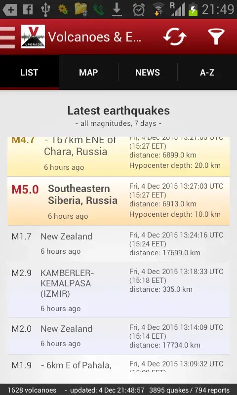 Volcanoes & Earthquakes screenshot 1