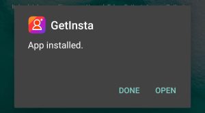 getinsta apk installed