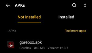 locate GoreBox APK for installation
