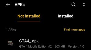 locate the downloaded apk file
