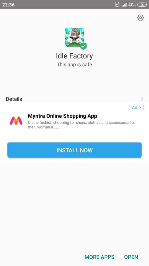 Idle Factory Tycoon APK installed