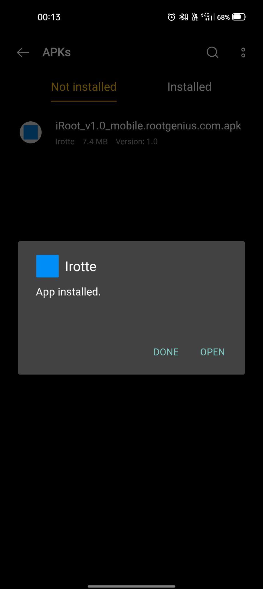 iRoot apk installed