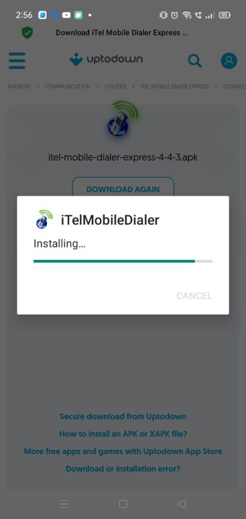 iTel Mobile Dialer Express apk installing
