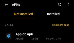 locate Applob APK for installation