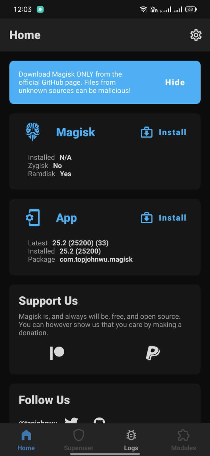 Magisk Manager screenshot 1