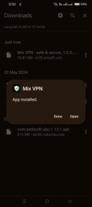 Mix VPN apk installed