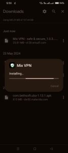 Mix VPN apk installing