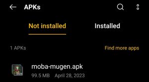 locate MOBA Mugen Apk File