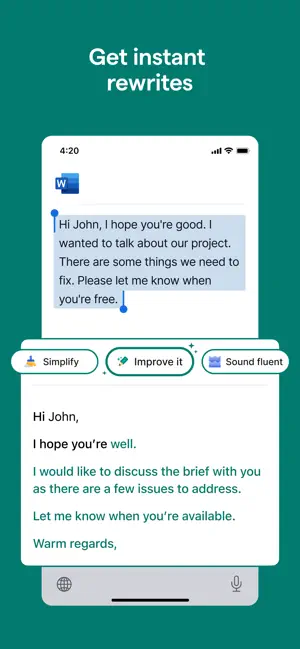 ‎Grammarly: AI Writing Keyboard App screenshot 1