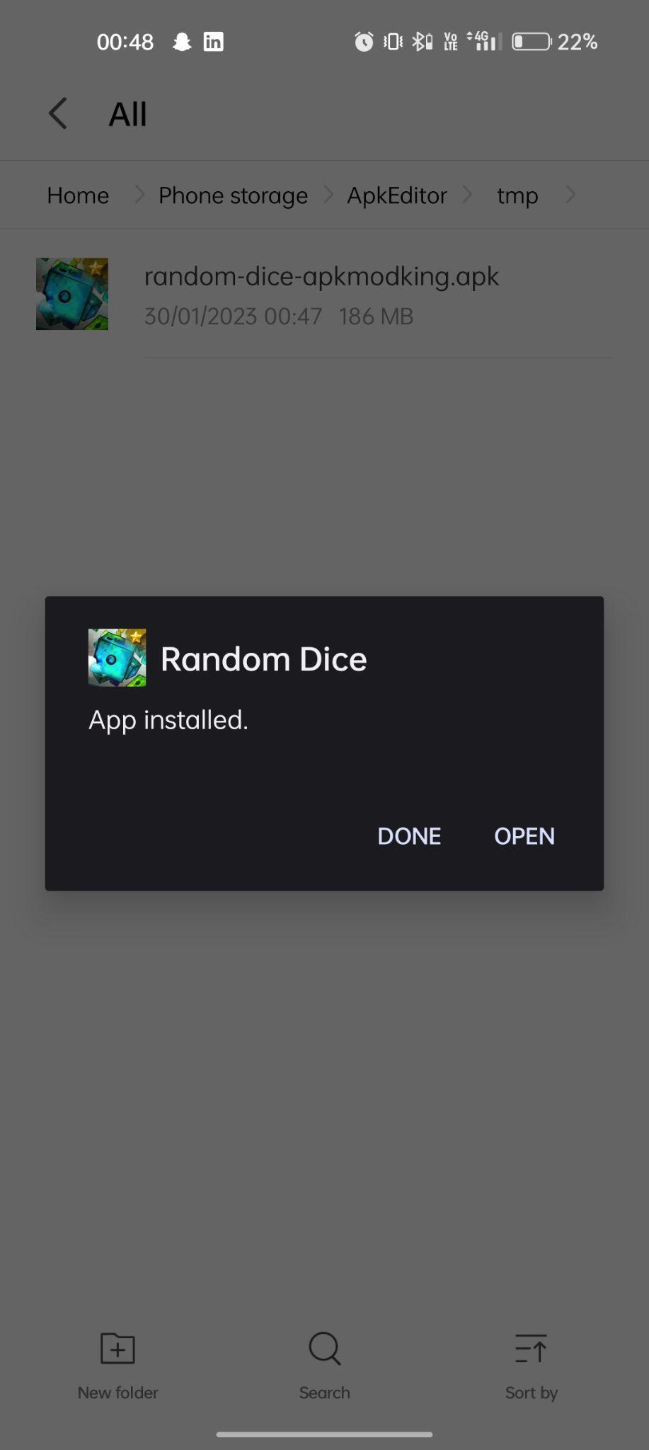 Random Dice PvP Defense apk installed