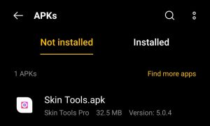 locate the Skin Tools Apk file in File Manager