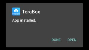 Terabox successfully installed