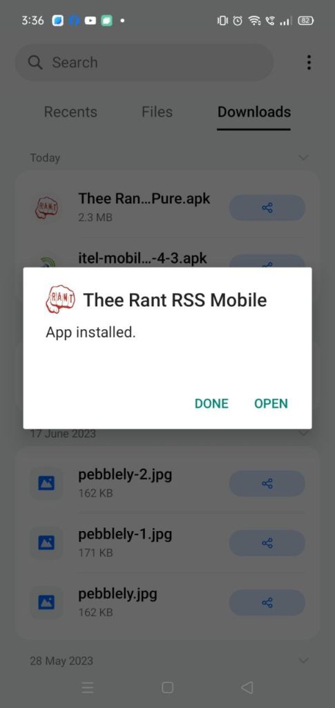 Thee Rant apk installed