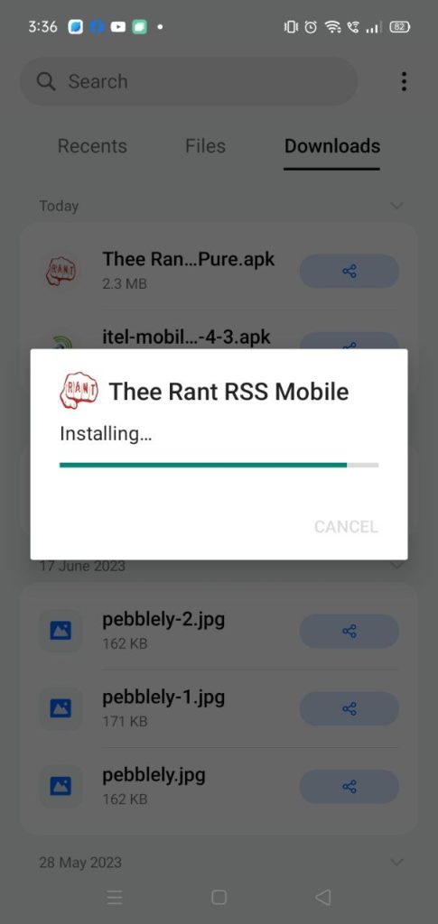 Thee Rant apk installing