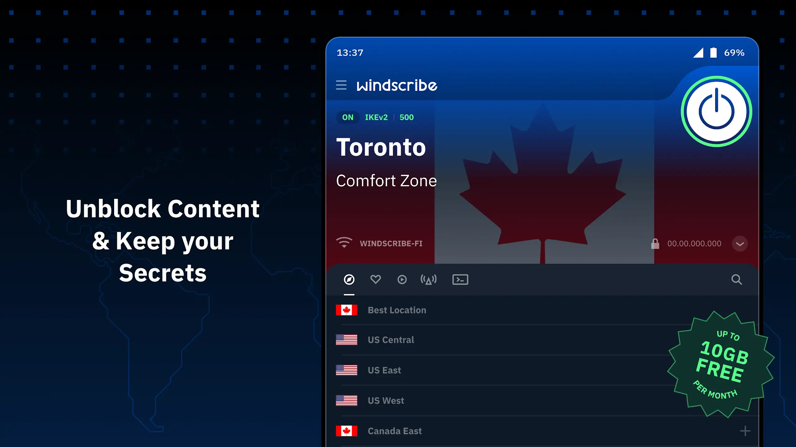 Windscribe screenshot 1