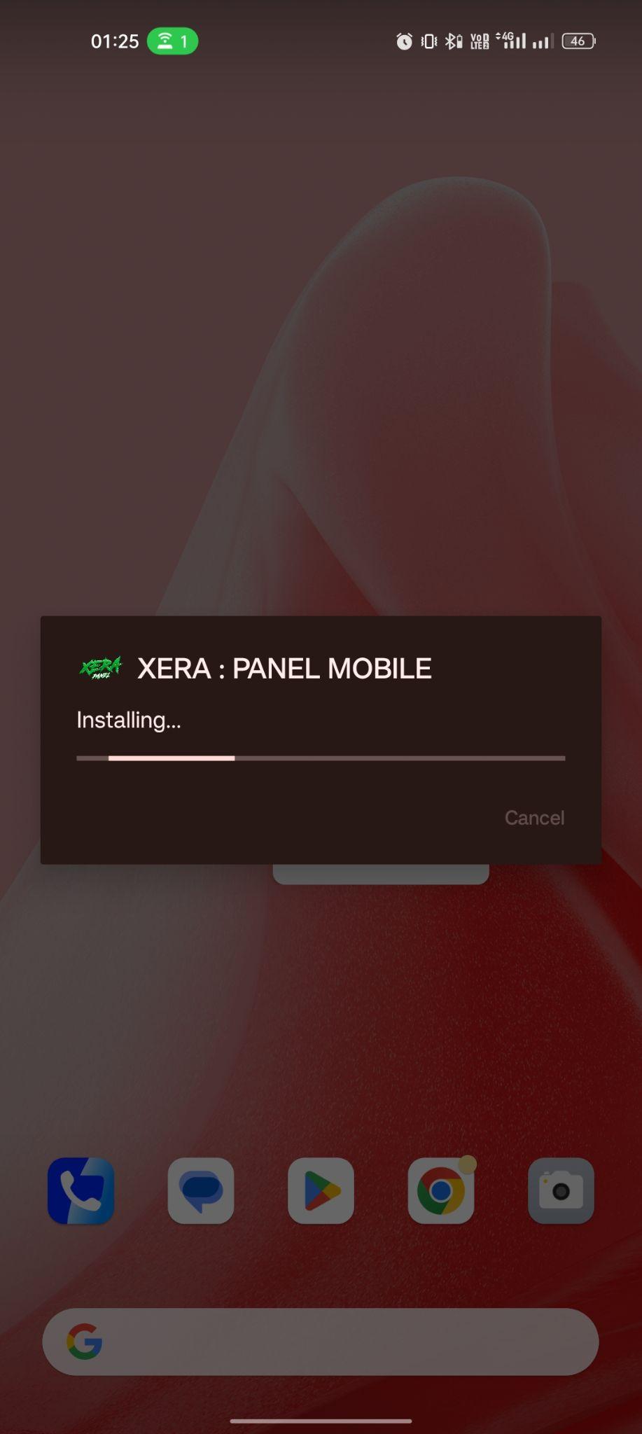 Xera Panel apk installing