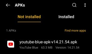 locate the YouTube Blue APK in File Manager App