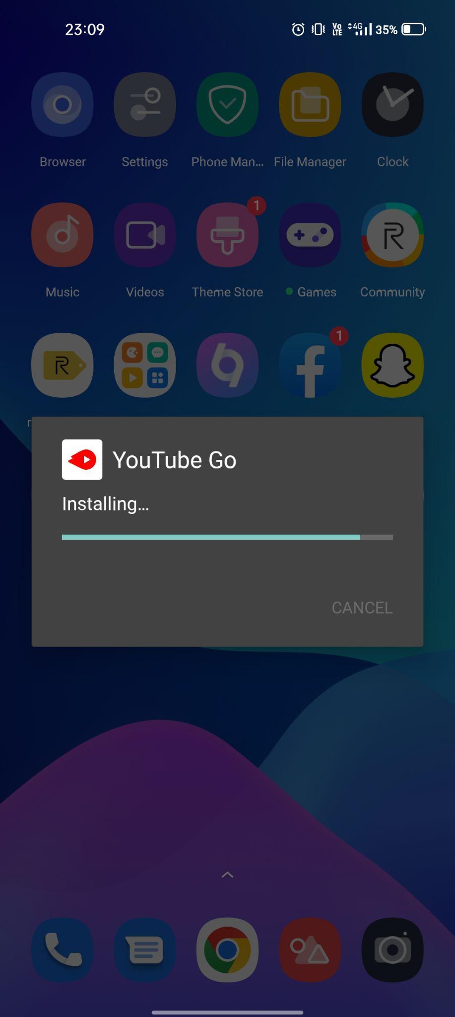 apk file is installing