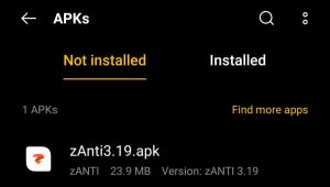 locate zAnti APK in File Folder