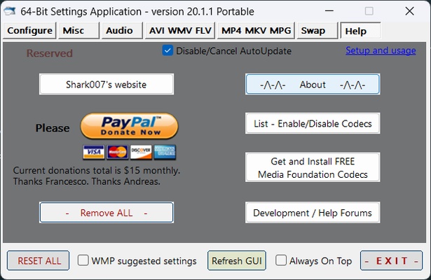 Shark007 Codecs screenshot 1