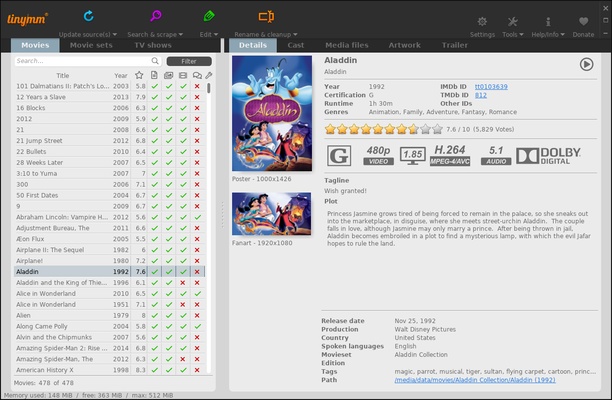 TinyMediaManager screenshot 1