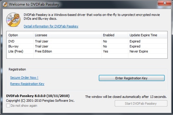 DVDFab Passkey screenshot 1