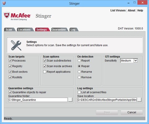 Trellix Stinger Portable screenshot 1