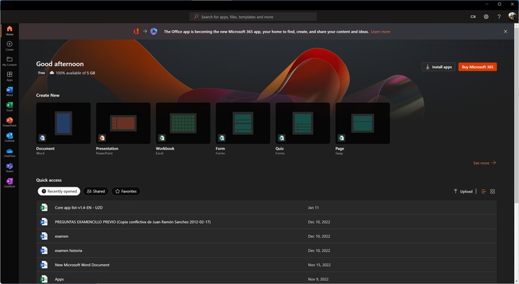 Microsoft 365 (Office) (UWP) screenshot 1