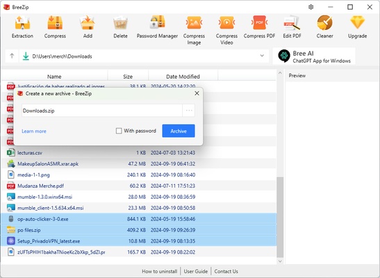 BreeZip screenshot 1