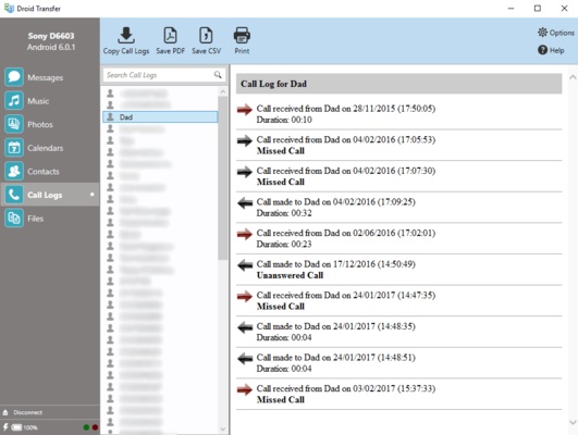Droid Transfer screenshot 1
