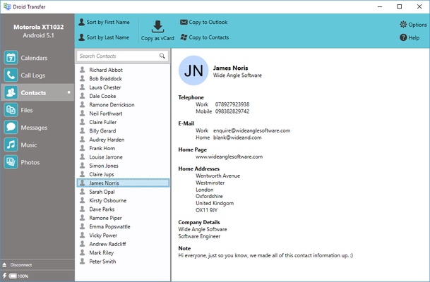 Droid Transfer screenshot 1