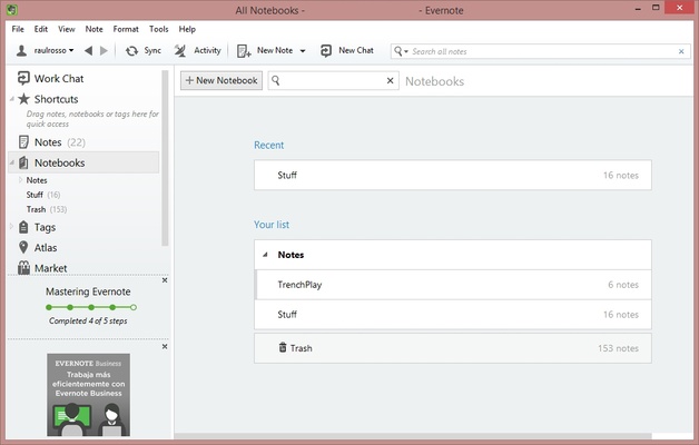 Evernote screenshot 1